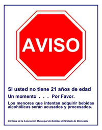 Click to Enlarge: Spanish Warning Sign